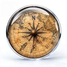 Vintage World Map Compass Stainless Steel Brooch, Creative Metal Badge, Backpack Clothing Accessory, Long-Lasting Shine And Wear-Resistant, Nautical Theme Fashion Pin, Versatile Personalized Jewelry - A - View 1