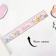 1 pieza Regla de madera personalizable con grabado de nombre, herramienta de medición con diseño lindo, regla personalizada para volver a la escuela, varios diseños con opción de nombre, regla de madera duradera y multifuncional, regalo ideal para el nuevo período escolar - A - Ver 12