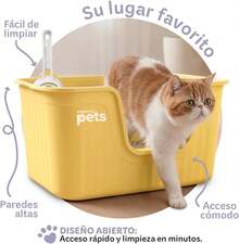 ESQUIMAL Cat Litter Box With Scoop, High Walls (Gray, Large) - Yellow - View 2