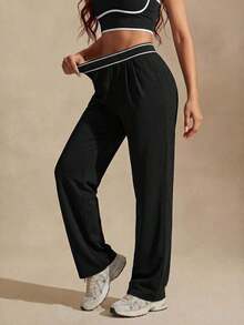 Pantalones Deportivos Negros para Mujer ZZLEasithlete, Diseño de Pierna Ancha con Cierre y Bolsillos para Entrenamientos Cómodos - Negro - Ver 11