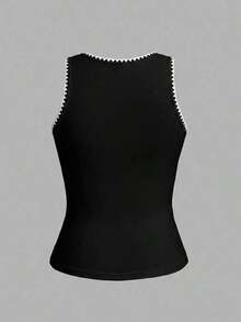 2 piezas de camiseta de tirantes de mujer de ajuste ceñido con estampado minimalista de letras de California en negro y blanco - 95% algodón, para primavera y verano, uso en todas las estaciones, vuelta al colegio, ropa de casa y deporte, estilo re - Blanco y Negro 2 - Ver 5