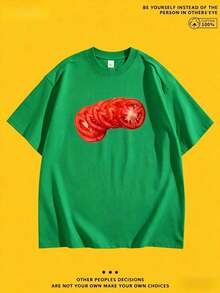 New Summer 2026 Collection, Unisex Styles, Crew Neck T-Shirt With Creative And Fun Cartoon Print, Pure Cotton Short Sleeve, Casual Style For Everyday Wear, Sizes: S–7XL | 24-Hour Shipping | Summer Clothing - 綠色的 - 查看 6