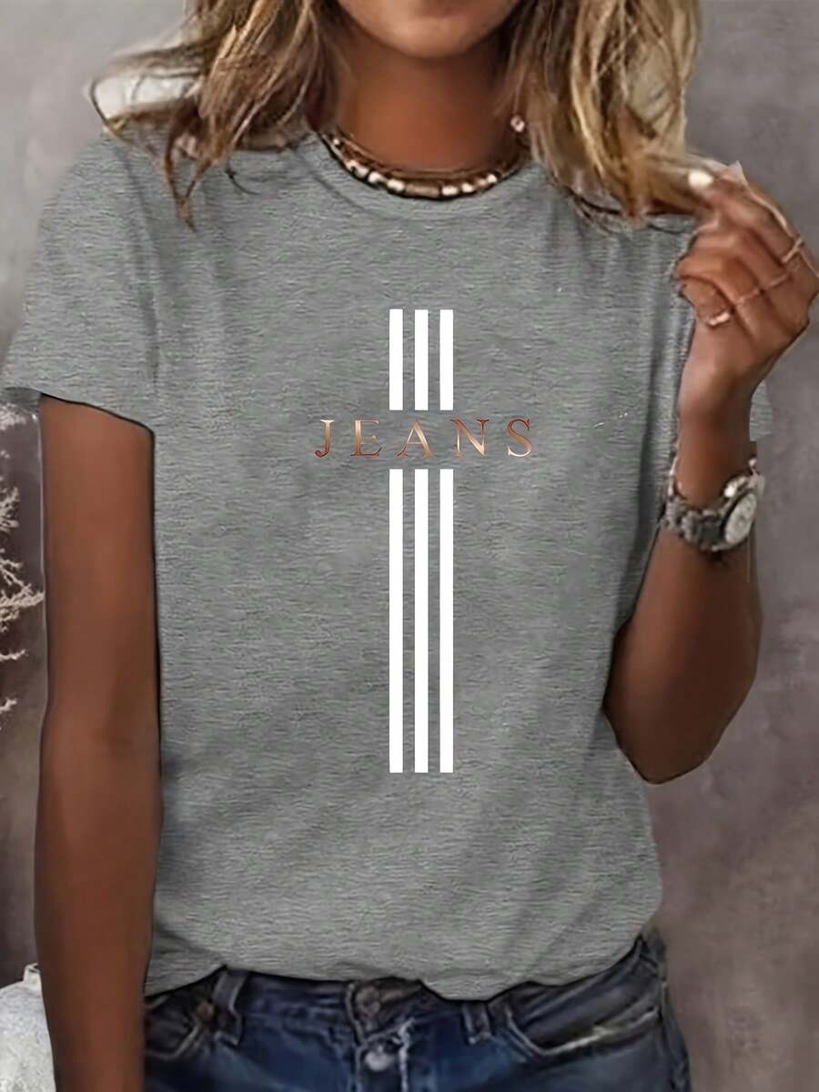 Women's Casual Short Sleeve T-Shirt - Space Gray - View 1