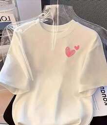 Women's Blouses Men's T-Shirt With Design - Heart And Cookie Print Soft And Breathable Polyester Fabric, Round Neck For Casual Wear And Boss-Themed Clothing Gift Suitable For Spring, Summer And Autumn - 白色 - 查看 5