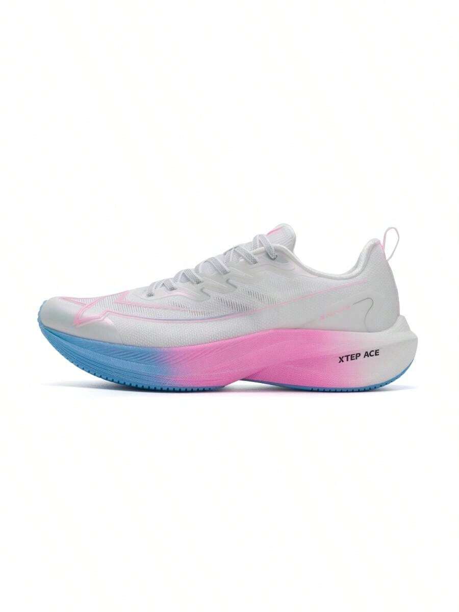 XTEP Men's Running Shoes One-Piece Outdoor Casual Shoes, Lightweight & Comfortable Sports Shoes 875219110069 Classic White/Neon Pink - 875219110069 Classic White/Fluorescent Cherry Pink - View 1