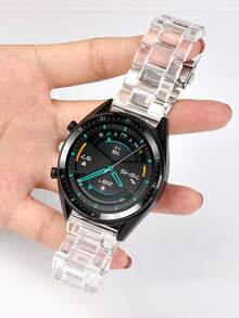 1 Stück 20mm 22mm modisches transparentes Uhrenarmband, schickes klares Uhrenband, transparentes Uhrenarmband, Uhrenarmband-Zubehör, coole klare Smart-Uhrenarmbänder, modernes transparentes Uhrenarmband-Ersatzteil, Uhren-Zubehör für Smartwatch, schickes klares Uhrenband kompatibel mit Samsung Galaxy Watch 7 6 5 4 (40mm/44mm) - Transparent - Übersicht 2