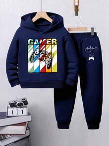 Toddler Game Console Graphic Hoodie Sweatshirt And Sweatpants Set - Royal Blue - View 1