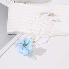 1pc Delicate Faux Tassel Flower Hair Clip, Bridal Headpiece Hair Accessory, Floral Hair Clip Suitable For Women, Versatile Vacay Beach Claw Clips - Multicolor - View 9