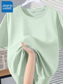 Camiseta de manga corta de talla grande para mujer , nueva ropa de verano popular para mujer de talla grande, corte holgado, 100% algodón puro, suave - fácil de usar, lavar y cuidar. - verde agua - Ver 12