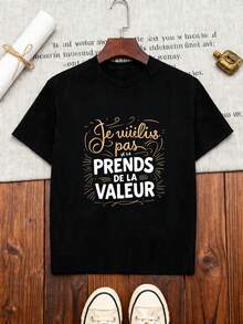 Camiseta de mujer, 1 gorra de béisbol unisex vintage con aspecto desgastado, con la frase en francés "No envejezco, aporto valor" impresa en ella, ajustable, adecuada para uso casual y al aire libre, un regalo para novio o novia. - Negro - Ver 6