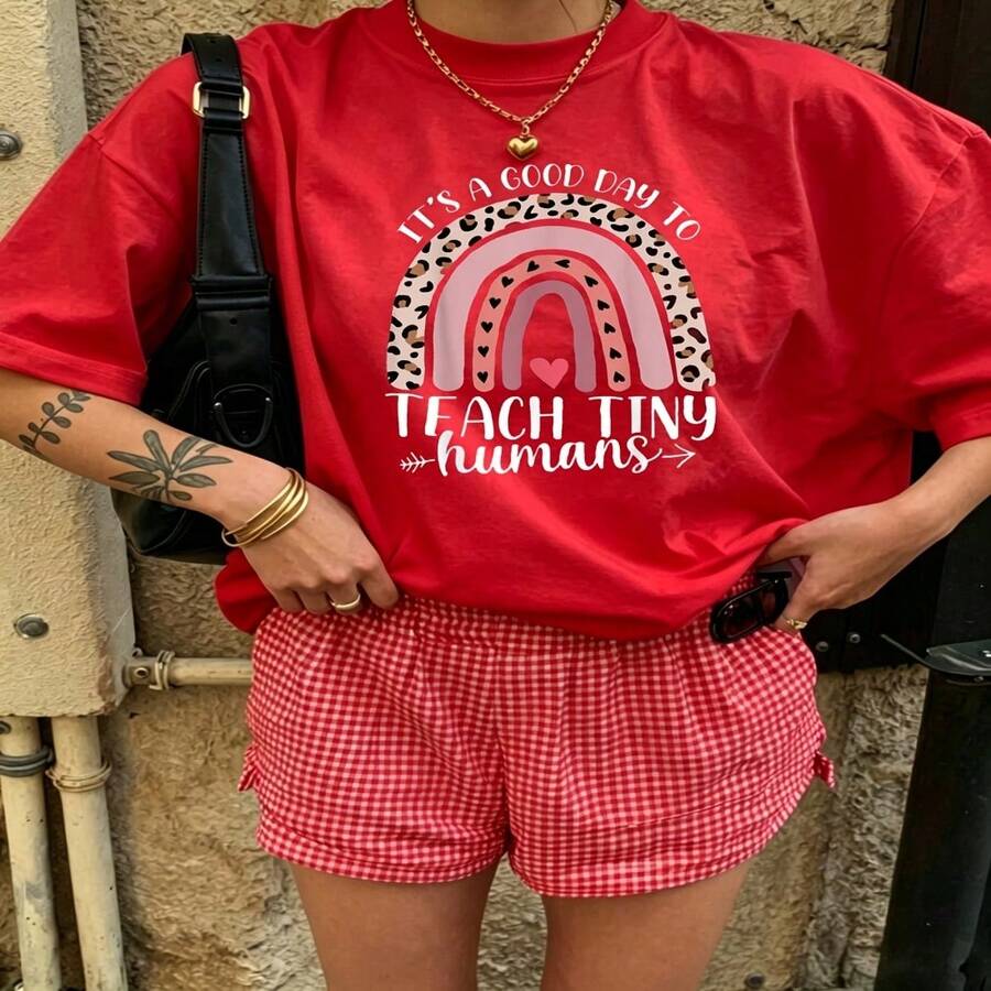 Heartfelt Daily Casual Graphic T-Shirt 100% Cotton Oversized Soft Breathable Casual Crewneck Short Sleeve Top Cute Aesthetic Daily Wear For Casual Wearers Fashion Lovers Daily Outfit