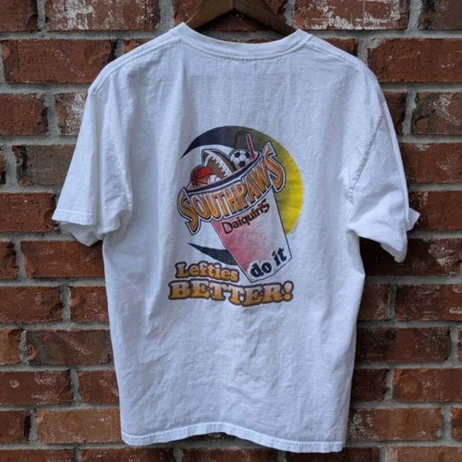 Gildan Southpaws Daiquiris T-Shirt Mens Large White Lefties Do It Better Graphicblusas para mujer playeras de mujer vestidos casuales para mujer y2k playeras deportivas para mujer verano camisetas ropa de mujer Fashion Perfect For Daily - Blanco - Ver 1
