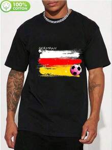 Camiseta de fútbol de verano para hombre y mujer. Camiseta de fútbol con bandera para hombre, camiseta de fútbol, camiseta de fútbol para aficionados, conjunto familiar a juego. - Negro - Ver 1