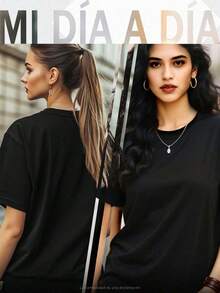 Unique Women's T-Shirt With A Y2K Design That Expresses Love And Humor With The Phrase "I'm Not Spoiled, My Husband Just Loves Me." Ideal For Your Everyday Style, Perfect To Wear With Jeans Or Shorts. Fun And Modern For Women Looking For A Special Touch In Their Outfit. DPWI - 黑色 - 查看 2
