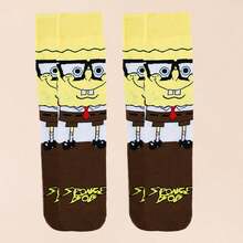SpongeBob SquarePants 1雙隨機款 SquarePants 卡通中筒襪，適合街頭風與休閒穿搭，可愛風格，適用校服與日常穿著 - 彩色 - 查看 12