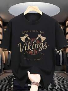 Unisex Short-Sleeved T-Shirt, Casual Style, Basic Style, Fashionable,  Print, Short Sleeve, Round Neck, Elastic Fit, Unique Pattern, Suitable For Adults And Teenagers, Urban Wear, Spring, Summer, Autumn Collection, Regular Size, Men's T-Shirts, , , Dazymujer, Romwehombres, Bohochic,Maestrasregalos,Tisetaparaconjuntos De Mujer Con Curvasparamu,Y2k, - 黑色 - 查看 1