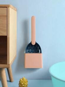 1 Set Stainless Steel Cat Litter Scoop, Fine Hole Design For Quick Sifting Cat Waste. Comes With Detachable Plastic Base For Neat Storage. Rust-Proof & Sturdy Structure, Easy To Clean, Practical Tool For Daily Cat Litter Cleaning. - Pink - View 2