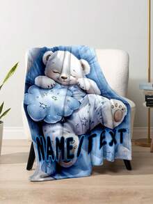 Personalized Polar Bear Fleece Blanket - Soft & Lightweight, Customizable Name, Suitable For Sofa, Bed, Camping & Office - Warm & Cozy Winter Essential, Homey Home Decor | Charming Bedroom Decoration | Durable Polyester Bedding Blanket, Perfect Gift For Kids - Multicolor - View 3