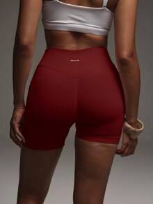PinkTip Women's Solid Color Cycling Shorts, Suitable For Running, Yoga Sports - Red - View 2