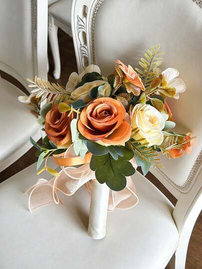 1 pezzo profumo da sposa/damigella d'onore vintage color caramello e arancione, stile caldo ed elegante adatto per matrimoni autunnali o matrimoni a tema vintage, feste, gala, servizi fotografici