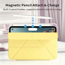 Ốp lưng tương thích với iPad thế hệ thứ 5/6, Air 1/Air 2/Pro 9.7 inch, thế hệ thứ 7/8/9 10.2 inch, Air 3/Pro 10.5 inch, Mini 6/7 8.3 inch, phù hợp với iPad thế hệ thứ 10 2022/ thế hệ thứ 11 2025. Ốp bảo vệ Air 4/5 (10.9 inch), Air 6/7 (11-13 inch)/Pro 11 2018-2022/Pro 12.9 2018-2022. Ốp bảo vệ đơn giản, siêu mỏng, ba gấp chữ Y/ ốp lưng mềm bảo vệ cao cấp. - Màu vàng - Xem 4