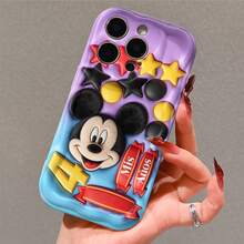 Officially Licensed Disney Mickey Mouse Phone Case, This Protective Phone Case Features A Festive 3D Print Of Plush Mickey Head With Star And Ball Decorations, Paired With "Mis Años" Birthday Ribbon And Number 4 Element On A Purple‑Blue Gradient Background, Made With Flexible, Durable TPU Material To Resist Scratches, Bumps And Minor Impacts, With A Raised Camera Frame For Lens Protection, Slim Lightweight Build For Easy Portability, Compatible With IPhone 17, 16, 15, 14, 13, 12, 11 Pro Models, A Perfect Birthday Gift Choice For Kids And Mickey Fans. - trắng - Xem 4