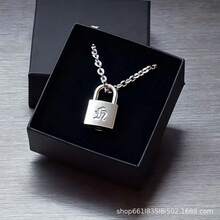 Collar con candado plateado estilo Hyunjin de  con grabado personalizado, mercancía para fans de  STAY, accesorio personalizado de estilo punk, cadena para clavícula. - Collar liso - Ver 8