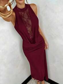 Women Midi Dresses - 酒紅色 - 查看 1