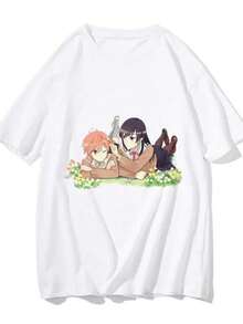 blusas para mujer Bloom Into You Men T-shirts Figure Silhouette Unisex Cartoon Tee-shirt 100% Cotton T Shirts MangaComic Appliques Anime Graphic - Blanco - Ver 1