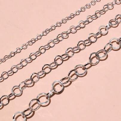 2 Meters Stainless Steel Polishing Necklace O-Ring Chain For DIY Jewelry Findings Making Materials Handmade Supplies