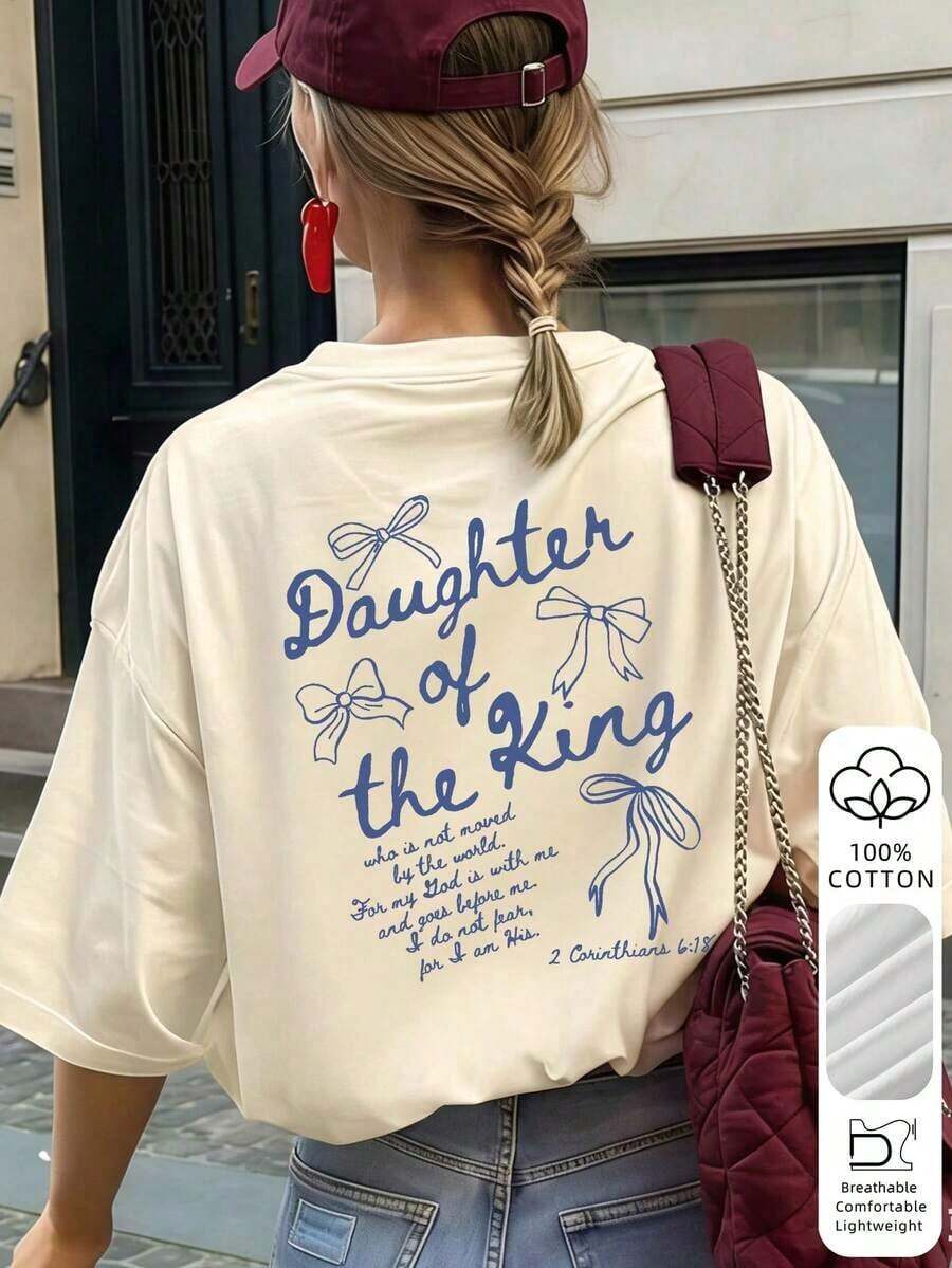 Women's T-Shirt With Colorful "IT'S A GOOD LIFE" Print And Heart On The Back, 100% Cotton, Breathable And Lightweight, 90s Vintage Style, Ideal For Everyday Wear, Weekend Brunch, Urban Wear And Casual Style With Positive Vibes, White. - 杏色 - 查看 1