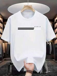 Soft Soft Men's Crew Neck Short Sleeve T-Shirt. Casual Style With Modern And Comfortable Prints. For Men And Women, Couple Style, Short Sleeve T-Shirt With  Pattern Print - 白色 1 - 查看 7