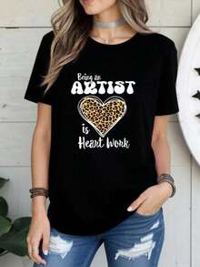 1 "Addicted To Him" T-Shirt, Valentine's Day Couple T-Shirt For Her, Black Graphic T-Shirt, Cute Gift For Boyfriend, 180g, 100% Cotton. - Black 9 - 查看 1