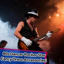 Conjunto de 3 Peças de Acessórios de Fantasia de Dançarino dos Anos 80 com Lantejoulas, Inclui Chapéu com Lantejoulas, Luvas com Lantejoulas e Gravata da Moda, Adequado para Adultos Assistirem ao Carnaval, Halloween ou Festa Disco Retrô dos Anos 1980 - Multicolorido - Ver 3