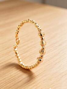 1pc Middle Eastern Style Laser Cut Metallic Bead Bracelet, Luxurious Tarnish-Resistant Craftsmanship, Versatile Daily Wear Jewelry - Gold - View 4