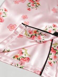 Set Piyama 2 Potong untuk Anak Perempuan Remaja (Kemeja Lengan Pendek dan Celana Pendek Motif Bunga) - MultiWarna - View 9