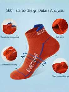 1/5/6/10 Pairs Men Mesh Athletic Ankle Socks, Soft Letter Print Short Socks, All Seasons Sports Running Basketball Socks For Home Outdoor Daily Use - Multicolor - View 2