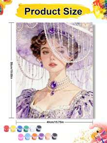 Elegant Lady In Purple Dress And Pearl Hat DIY Oil Painting By Numbers Painting Crafts Adult Home Decoration 40x50cm/16x20inch Holiday Gifts - Sets - View 9
