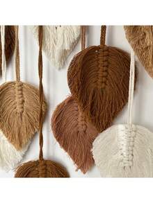 1pc Leaf Pattern Dream Catcher Wall Hanging Home Decor, Room Decoration, Wall Decor, Birthday Graduation Gift, This Handmade Woven Leaf Tapestry Is Made Of Natural Cotton Rope - Multicolor - View 5