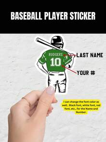 1/5/10PCS Baseball Name Decal | Personalized Custom Baseball Sticker | Team Baseball Decals Sticker With Name And Number | Baseball Gift For School Supplies,Back To School ,Travel Organizer, Baseball Helmet Decals - Multicolor - View 6