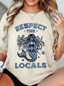 Blusa Casual para Mujer, Estilo Simple para Uso Diario, Camiseta de Algodón Puro con Estampado Creativo, Tela Suave, Casual y Cómoda, Fácil de Combinar, Adecuada para Todas las Temporadas.Top de Manga Corta, Cómodo, Suave y Sencillo para Uso Diario. - Albaricoque - Ver 7