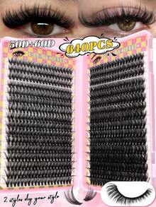 CMAYOME 544/608/640 簇状假睫毛嫁接套装，DIY 自粘睫毛套装，10D+20D+30D+40D+50D+60D+80D+100D+12D+150D 混合密度（9-15mm）单簇分段式假睫毛套装，D型卷翘睫毛嫁接全套；包含睫毛胶水、定型液和嫁接工具。适合日常妆容、派对、外出，也是馈赠亲友的佳品；包含单簇假睫毛、专用睫毛胶水和双色睫毛胶。 - Pink Tweed - 查看 16