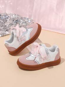 1 Pair Spring/Autumn Low-Top Casual Children's Shoes, Breathable Soft-Sole Infant Toddler Shoes, Lace-Up Baby Walking Shoes - Pink - View 4