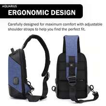 Aquarius Anti Theft Waterproof Backpack With USB Charging Port For Laptop, Travel, School, Work & Daily Commuting Lightweight Secure Daypack Rucksack - Blue - View 9