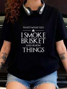 Eso es lo que hago, hago carne a la parrilla y sé cosas, camiseta de hombre "Papá BBQ", camiseta de ejercicio al aire libre para mujer, camisetas gráficas, tops cortos, conjuntos, camisetas. ZSFL - Negro - Ver 7