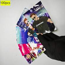 100 túi Mylar tự dán có cửa sổ trong suốt - Túi kín mùi, có thể đóng mở lại, túi đựng thực phẩm tái sử dụng để bảo quản kẹo, bánh ngọt, kẹo dẻo, sô cô la, họa tiết hoạt hình đầy màu sắc sống động, gói quà tặng, quà gói quà và bao bì bán lẻ. - 7x10cm/2,75x3,93 inch - Xem 12