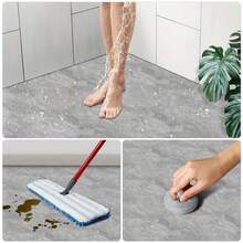 40 PCS Self-Adhesive Floor Tiles, Marble Pattern Foam PVC Floor Stickers With Aluminum Foil Backing, Peel And Stick Waterproof Non-Slip Vinyl Flooring For Kitchen, Bathroom, Living Room And Furniture Renovation - Floor Stickers - View 9