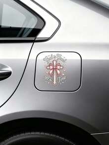 5.12-Inch Cross Decal Sticker With "God Is Always Good" Text, Waterproof Removable Vinyl Window Sticker With Cute Butterfly & Leopard Print Pattern, Christian Car Decoration Suitable For SUV, Truck, Bumper, Car Exterior And Room Wall - Sticker - View 4