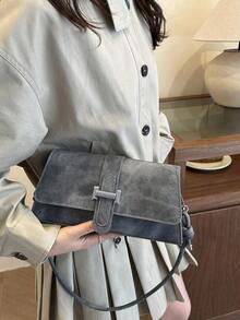 Nuevo Bolso de Mano de Moda con Decoración Metálica, Ideal para Fiestas, Salidas, Vacaciones, Compras y Uso Diario - Gris - Ver 3