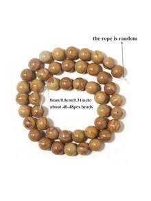 1 String Natural Wood Lace Agate Beads, 4/6/8/10mm Round Gemstone Beads, Suitable For DIY Bracelet Necklace Jewelry Making - Multicolor - View 9